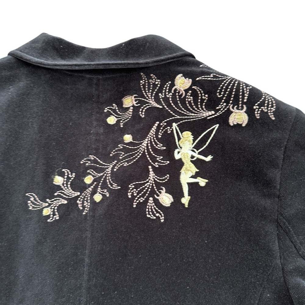 Disney Tinker Bell Velvet Blazer Womens Small Black Embroidered Limited Edition - Picture 4 of 9